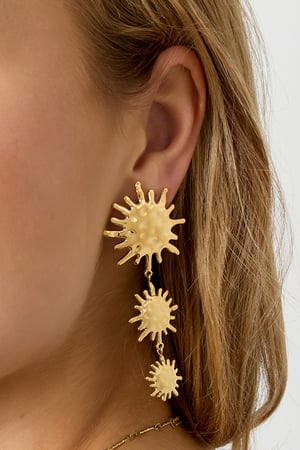 Orecchini pendenti in acciaio inossidabile, stile casual, semplici, da donna, serie Sun h5 Immagine3