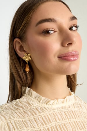 Flower earrings with organic bead h5 Picture2