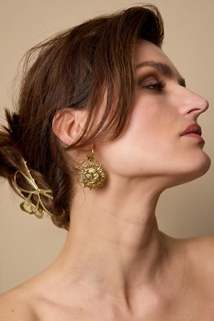 Orecchini pendenti in acciaio inossidabile, stile casual, semplici, da donna, serie "sole" h5 Immagine3