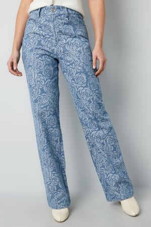 Cotton Woven Vrouwen Rechte Broek Casual Bloemenprint h5 Afbeelding6