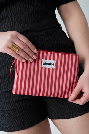 Flat toiletry bag thin stripe - Pink red h5 Picture2