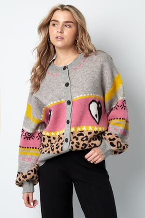 Knitted Wool Blend Women's Cardigan Oversized Patterned Design h5 Picture2