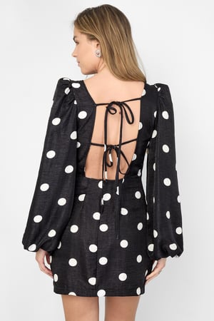 Tessuto Fibra di Poliestere Abito Mini Donna Elegante Puntini h5 Immagine6