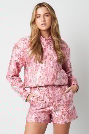 Polyester Women's Cropped Jacket Floral Print Sporty h5 Picture2