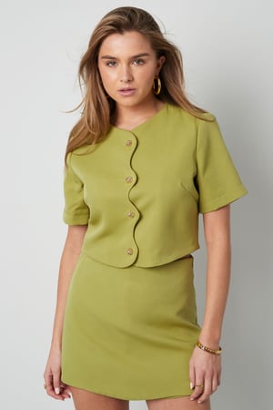 Polyester Women's Short Sleeve Top Cropped Style Buttoned Front h5 Picture2