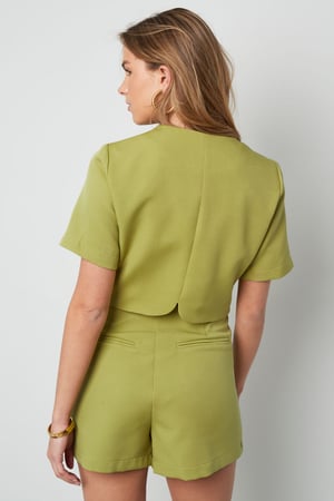 Polyester Women's Short Sleeve Top Cropped Style Buttoned Front h5 Picture4