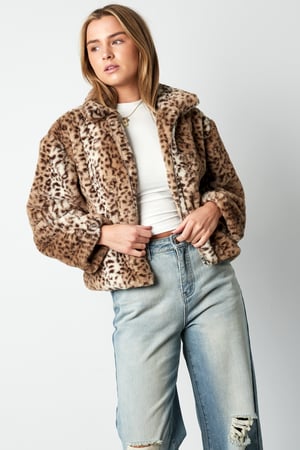 Polyester Faux Fur Women's Jacket Leopard Print Cozy Warm h5 Picture3