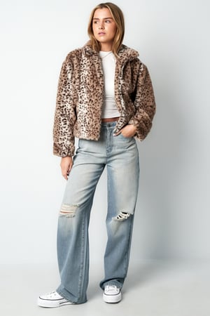 Polyester Faux Fur Women's Jacket Leopard Print Cozy Warm h5 Picture4
