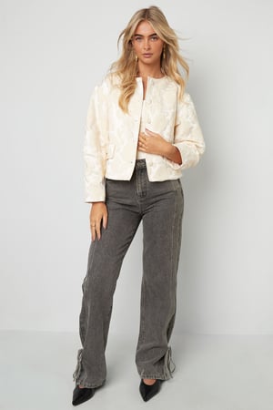 Örme Poliester Lif Kadın Ceket Şık Çiçek Desenli Sonbahar/Kış h5 Resim5