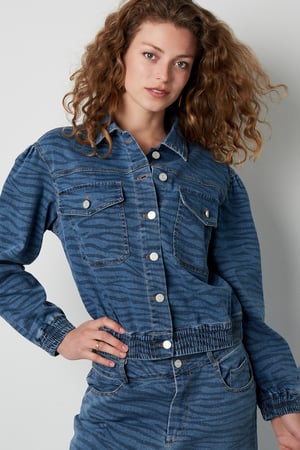 Denim Women's Jacket Cropped Tiger Stripe Pattern h5 Picture2