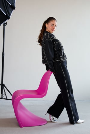 Tessuto Cotone Donna Pantaloni Dritti Strada Colore Puro h5 Immagine4