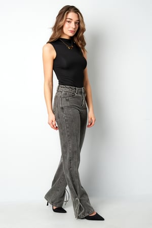 Pamuklu Örgü Kadın Doğru Bacaklı Kot Pantolon Kasual Bağlama Detay h5 Resim9