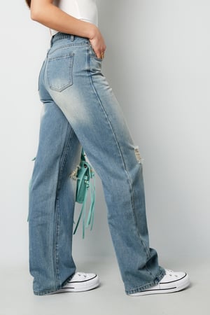 Cotton Woven Women's Straight Leg Jeans Ripped h5 Picture3
