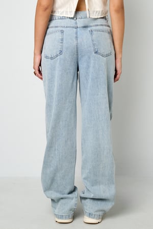 Pantalon en Coton Mélangé Décontracté Droit Bleu Indigo Clair h5 Image6