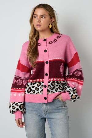 Knitted Polyester Fiber Women's Cardigan Casual Floral Print h5 Picture8