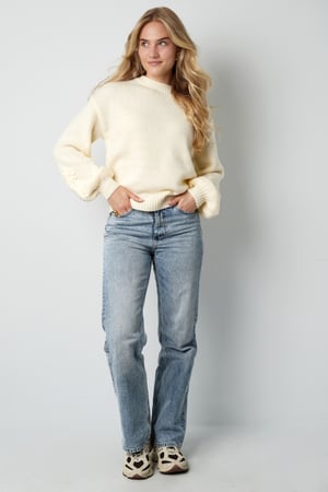 Örme Yün Karışım Kadın Oversized Pulover Çiçek Dikişli h5 Resim10