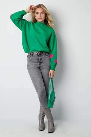 Suéter Oversized para Mujer de Mezcla de Lana Tejida con Aplicación de Corazón h5 Imagen6