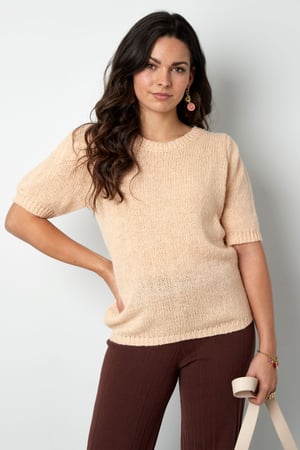 Nylon Women's Short Sleeve Top Knitted Back Tie Design h5 Picture3