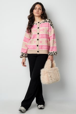 Knitted Cotton Blend Women's Cardigan Patterned Print h5 Picture4