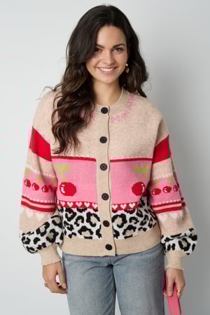 Cardigan Tejido Mujer Otoño/Invierno Bloque de Colores Divertido h5 Imagen3