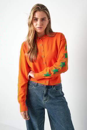 Viscose Knit Cardigan Women's Cropped Style Star Pattern h5 Picture8