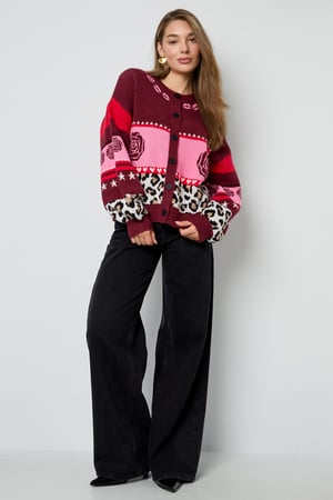 Knitted Polyester Fiber Women's Cardigan Casual Floral Print h5 Picture7