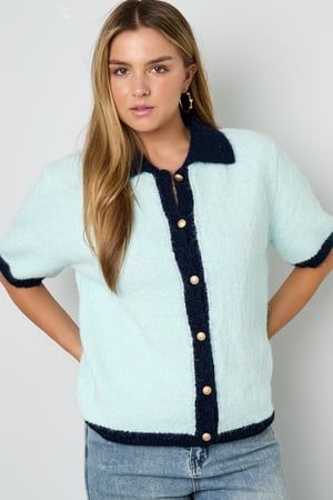 Knitted Polyester Fiber Women's Knit Cardigan Casual Color Clash h5 Picture7