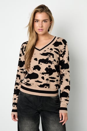 Knitted (including crochet and woolen fabrics) Leopard Print Women's V-Neck Sweater Fall/Winter Casual h5 Picture3