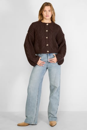 Gebreide Polyestervezel Vrouwen Cardigan Herfst/Winter Elegante Solide Kleur h5 Afbeelding6