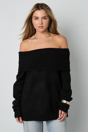 Knitted Polyester Fiber Women's Off-Shoulder Sweater Elegant Solid Color h5 Picture12