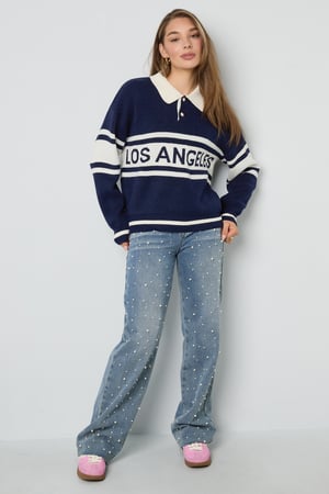 Knitted Polyester Fiber Women's Knit Sweater Sporty Letters h5 Picture8