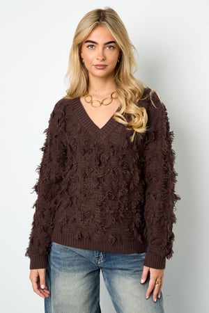 Knitted Polyester Fiber Women's V-Neck Sweater Casual Solid Color h5 Picture6