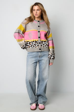 Knitted Polyester Fiber Women's Cardigan Casual Floral Print h5 Picture10