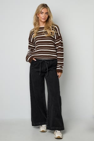 Suéteres de Tejido de Fibra de Poliéster para Mujer Casual Rayas h5 Imagen7