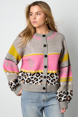 Knitted Polyester Fiber Women's Cardigan Casual Floral Print h5 Picture6