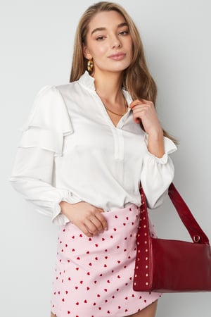 Blouse Manches Longues Femme Polyester Volants Col V h5 Image2