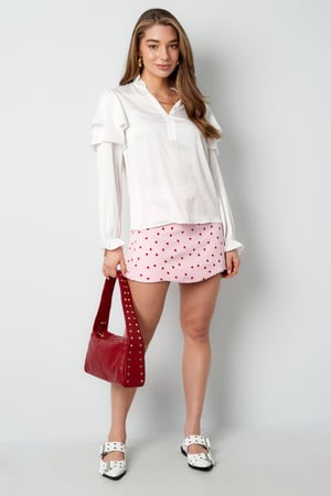 Blouse Manches Longues Femme Polyester Volants Col V h5 Image3