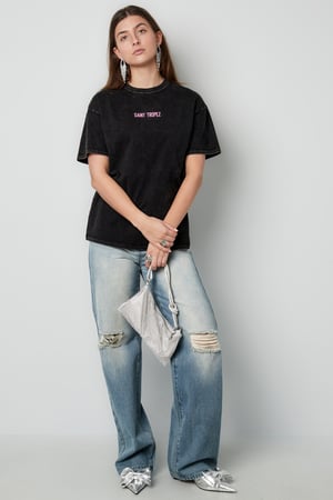 Pamuk Kadın T-shirt Oversized Saint Tropez Baskı h5 Resim4