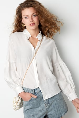 Viscose Women's Blouse Puff Sleeve High Neck h5 Picture2