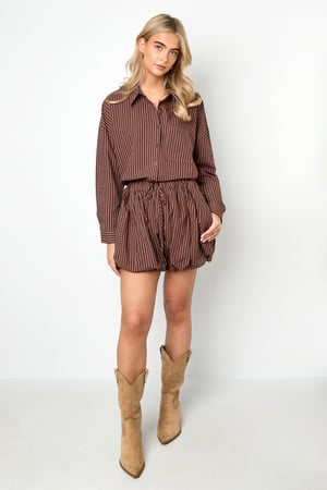 Woven Cotton Women's Shorts Casual Stripes h5 Picture7