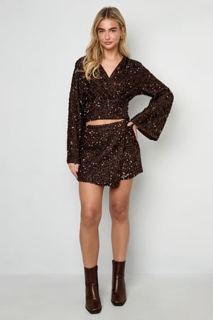 Woven Polyester Fiber Women's Mini Skirt Elegant Sequins 2-piece set h5 Picture5