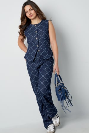 Cotton Vrouwen Mouwloze Top Gespeld Geometrisch Patroon h5 Afbeelding2