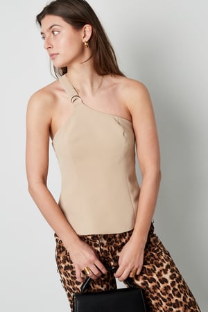 Top Sin Mangas de Poliéster para Mujer con Hombro Único Diseño Asimétrico h5 Imagen2