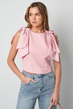 Poliester Kadın Kısa Kollu Üst Omuzlarda Fırfır Tasarım h5 Resim4