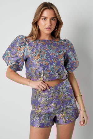 Polyester Women's Short Sleeve Top Puff Sleeve Floral Print h5 Picture2