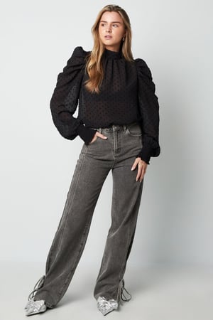 Polyester Femme Haut Manches Longues Puff Sleeve Col Montant h5 Image4