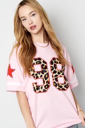 Pamuk Kadın T-Shirt Oversized Leopar Baskı Numara 98 h5 Resim2