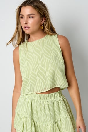 Tissu en Fibre de Polyester Femmes Tops Sans Manches Élégant Botanique Ensemble de 2 Pièces h5 Image4