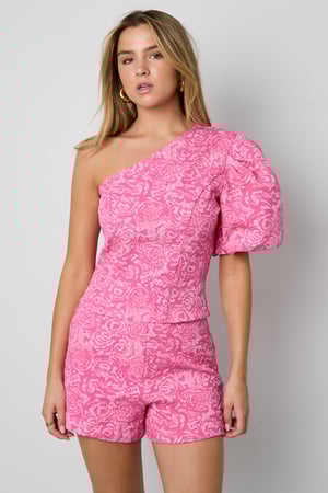 Woven Polyester Fiber Women's One-Shoulder Top Elegant Floral Print h5 Picture9