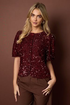 Tejido Fibra de Poliéster Mujer Tops de Manga Corta Elegante Lentejuelas h5 Imagen9